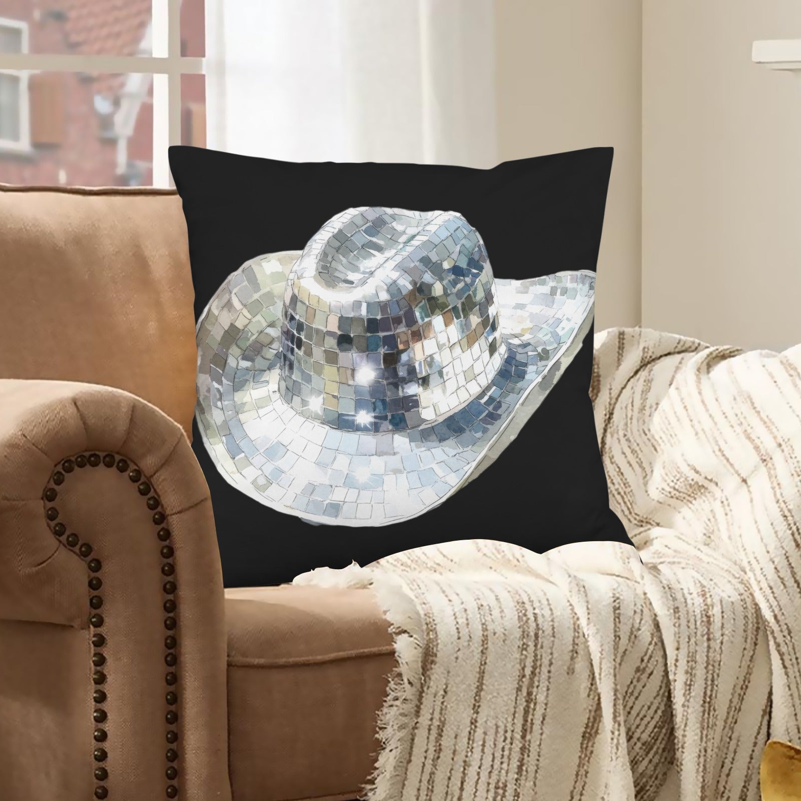 Baha Ranch Disco Hat Velvety Soft Pillow Cover Made in America