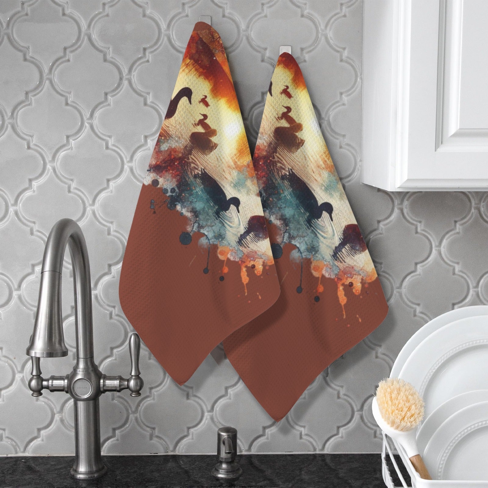 Baha Ranch Labrador Retriever Duck Hunting Kitchen Set of 2 Dish Towels Made in America