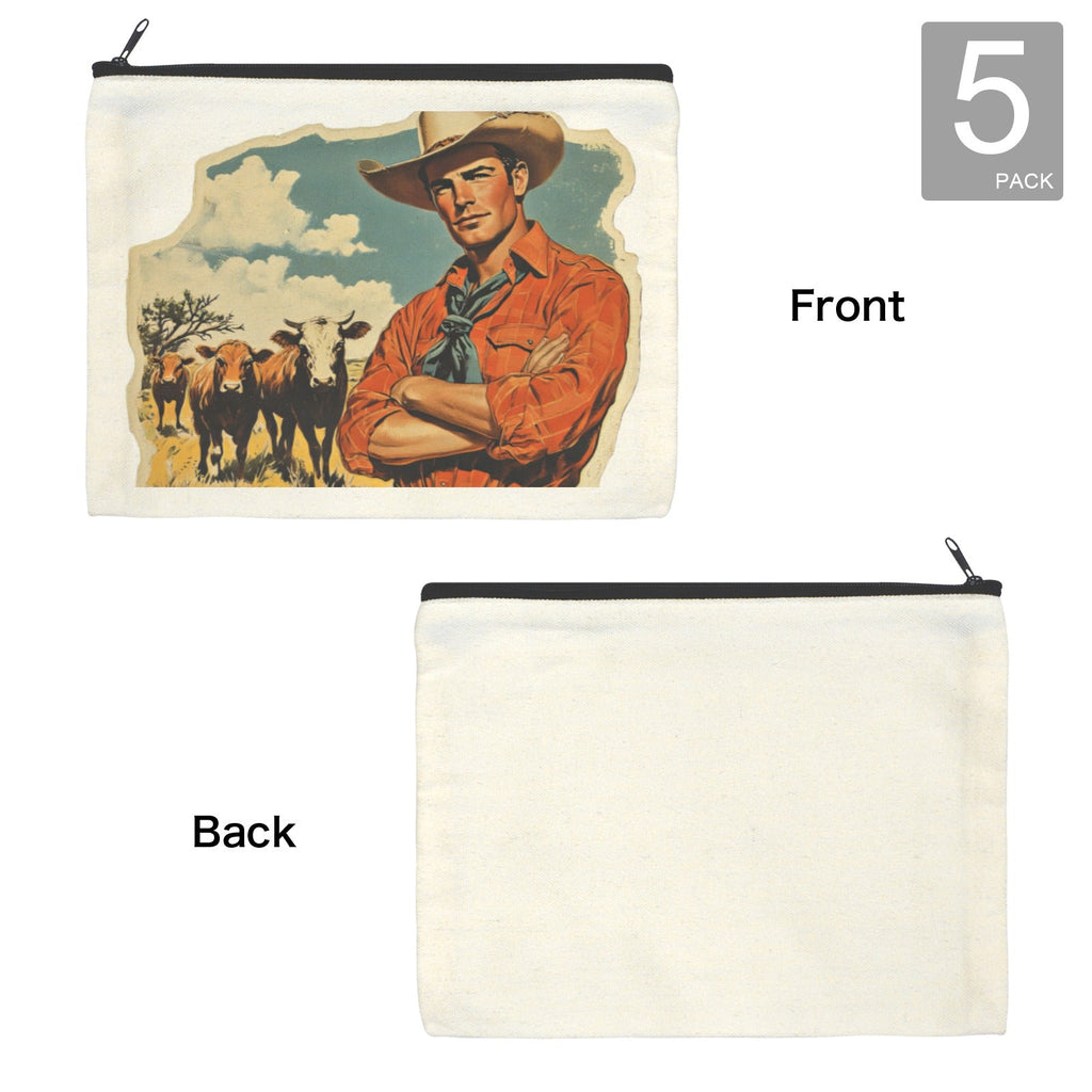 Baha Ranch Cowboy Cattle Rancher pack of 5 Cosmetic Bags Made in America