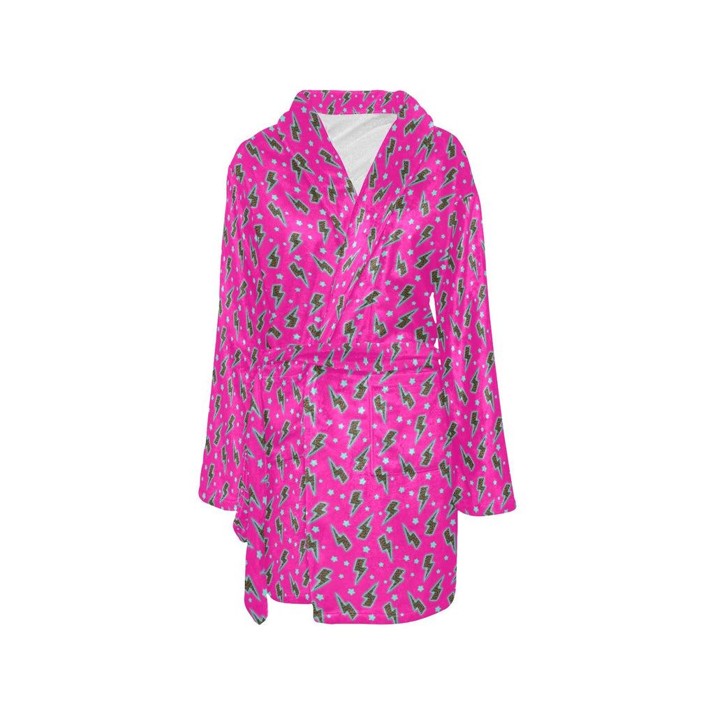 Baha Ranch Hot Pink Lightning Bolt Women's Western Bath Robe