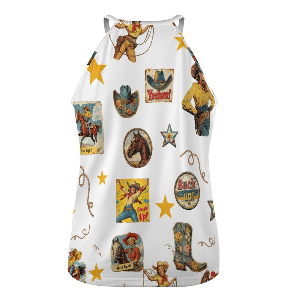 Baha Ranch Vintage Cowgirl Collage Western Tank Top