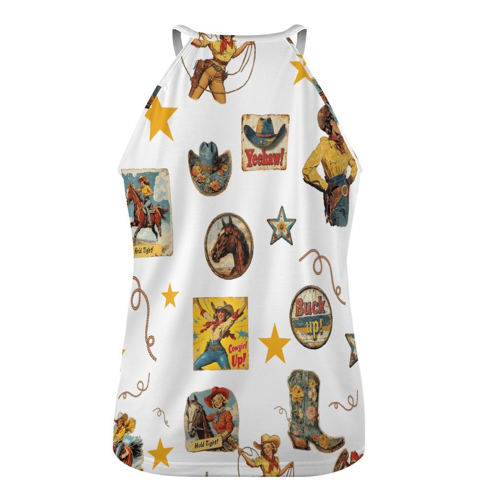 Baha Ranch Vintage Cowgirl Collage Western Tank Top