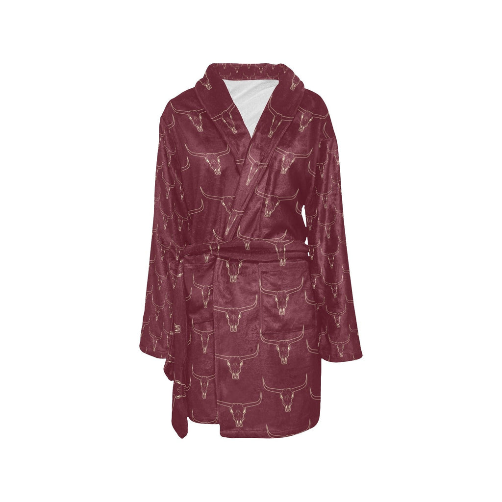 Baha Ranch Burgundy Longhorn Women's Western Bath Robe