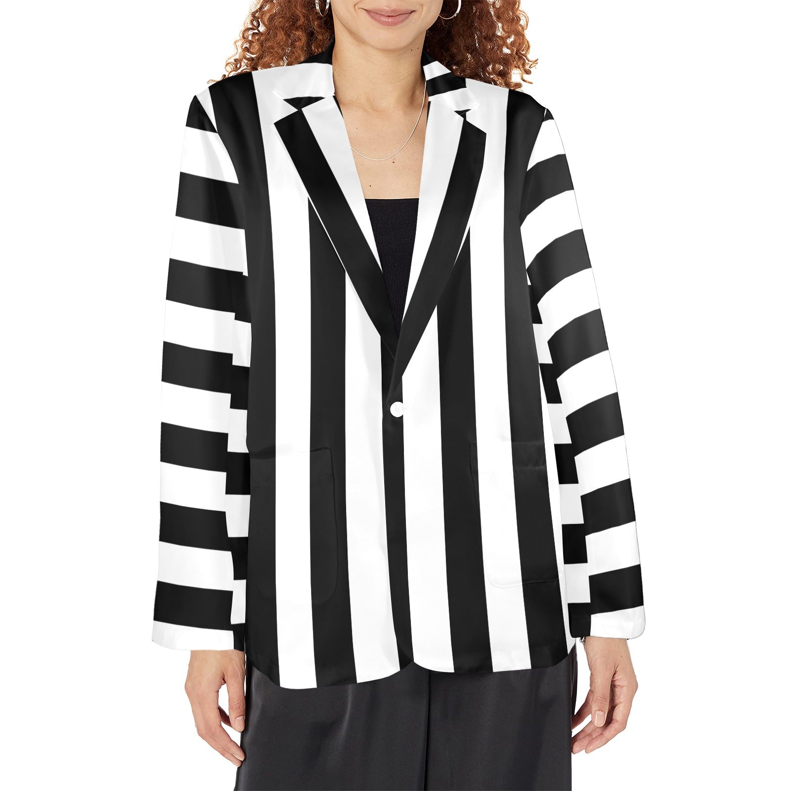 Baha Ranch BeetleJuice Prison Stripe Blazer Women's