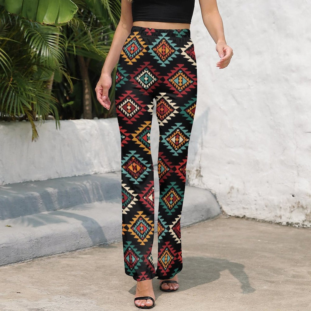 Baha Ranch Colorful Aztec Flare Pants