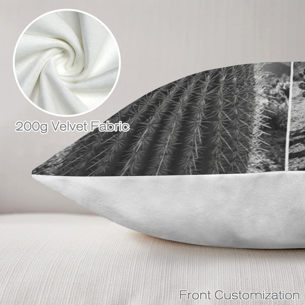 Baha Ranch Black White Cactus Velvety Soft Pillow Case Made in America