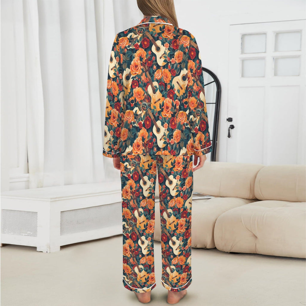 Baha Ranch Colores De Mexico Roses & Guitars Satin Pajamas
