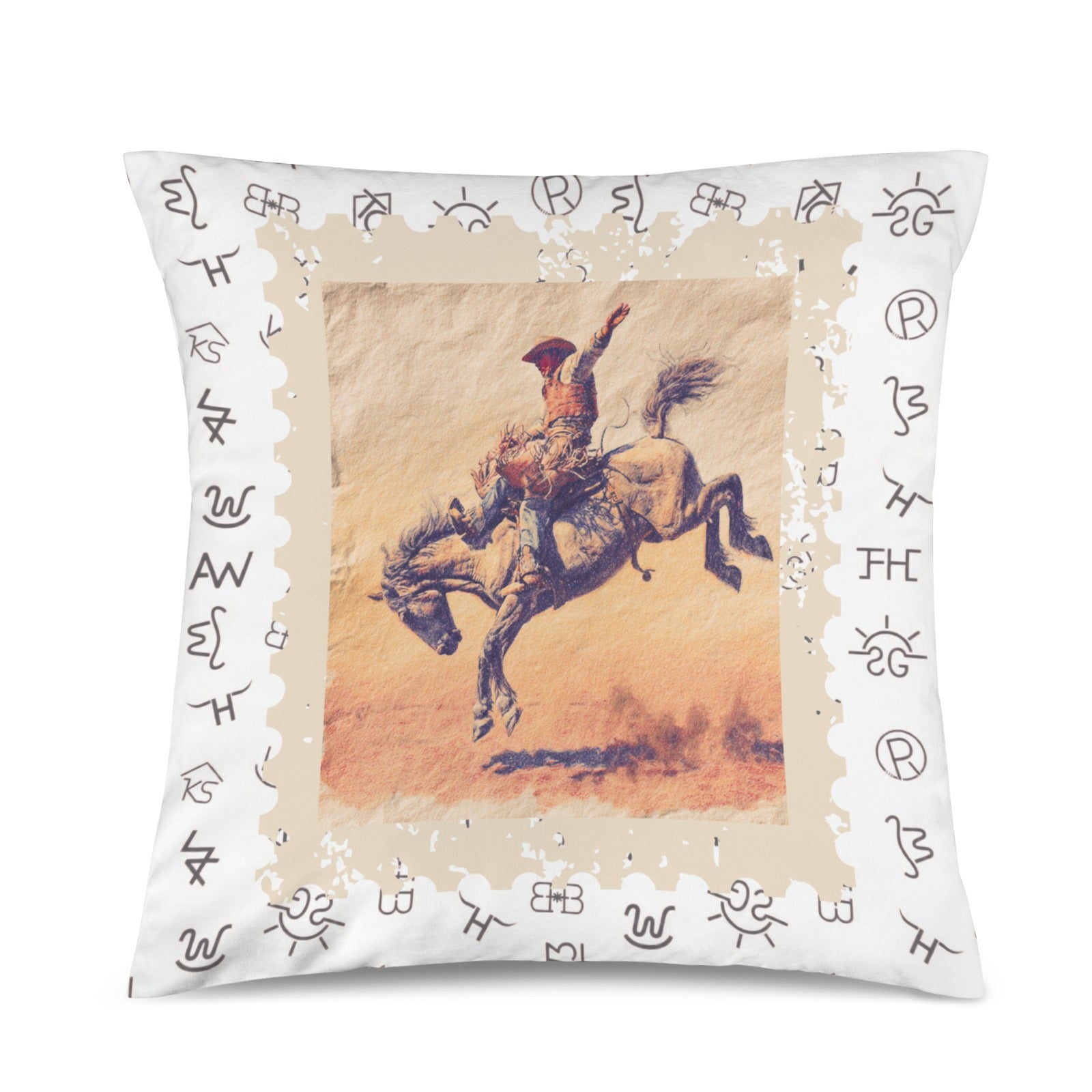 Baha Ranch Stamped Rodeo Cowboy Velvety Soft Pillow Case Made in America