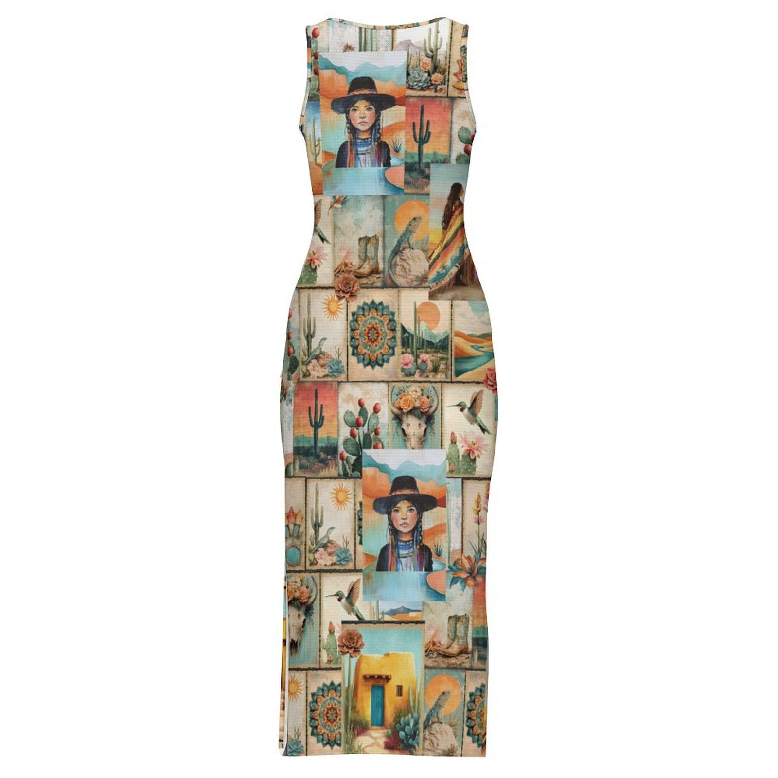 Baha Ranch New Colores De Mexico Pictures of the Southwest Bodycon Side Slit Long Dress