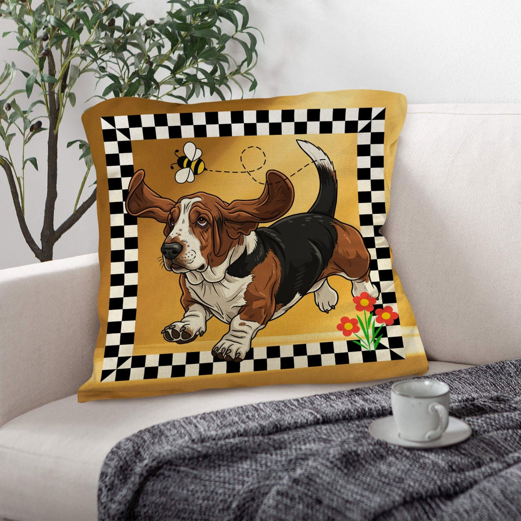 Baha Ranch Basset Hound Throw Pillow Case Made in America