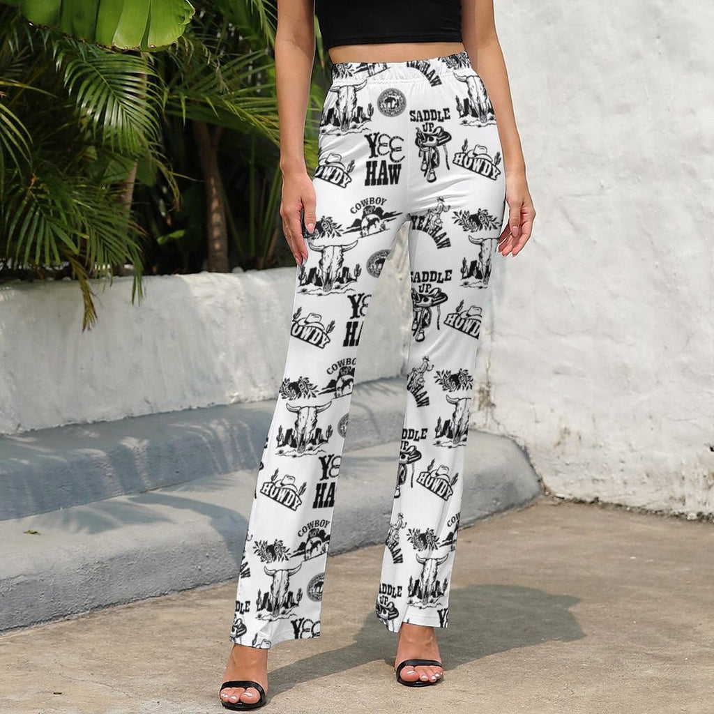 Baha Ranch Cowboy Print Western Flare Pants