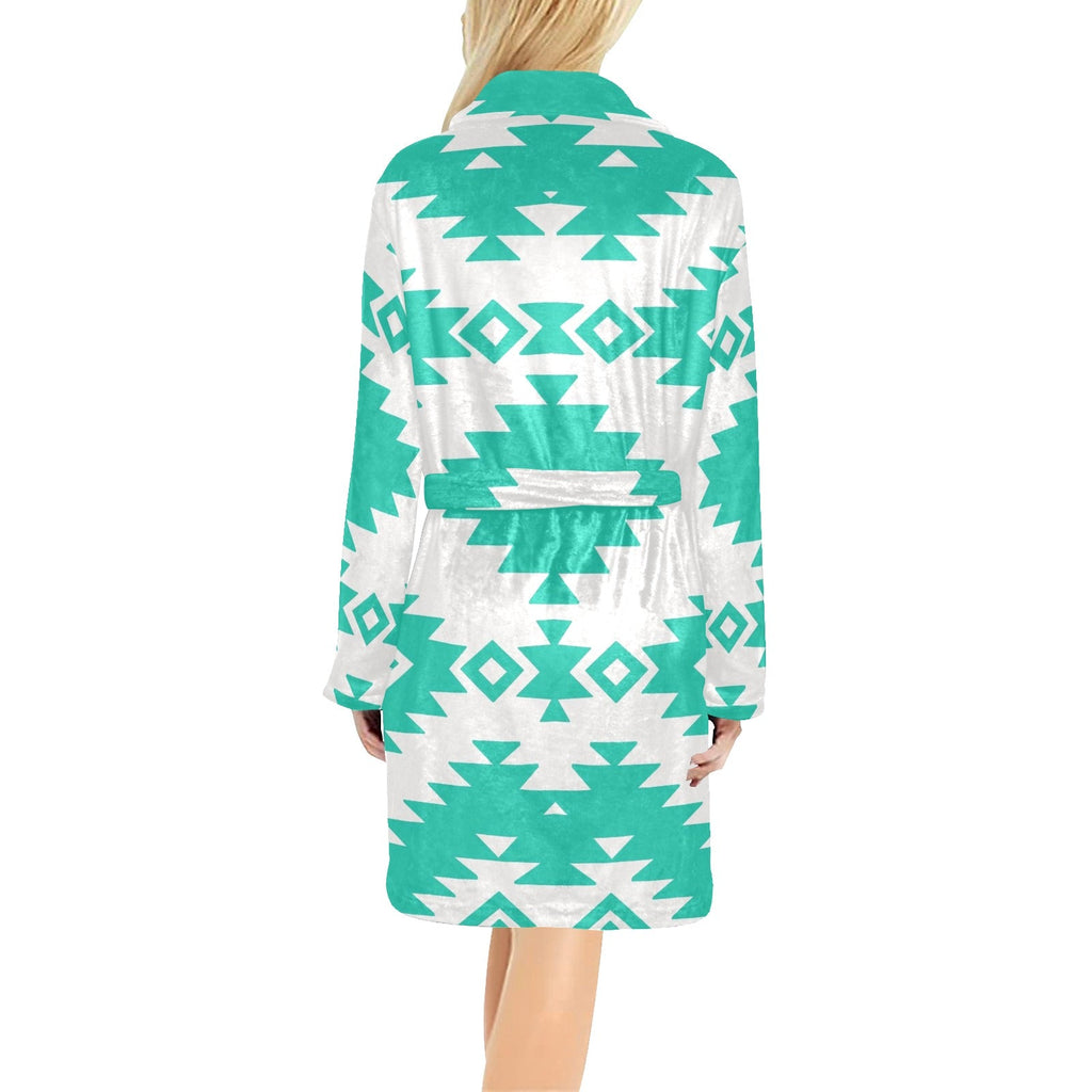 Baha Ranch Turquoise Aztec Women's Western Bath Robe