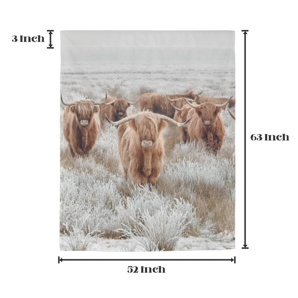 Baha Ranch Highland Cows Window Curtain 52"x63" (2-Piece) Made in America