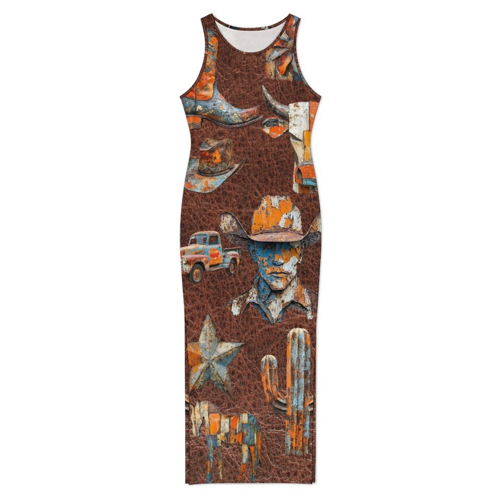 Baha Ranch Cowboy Treasures Bodycon Maxi Dress