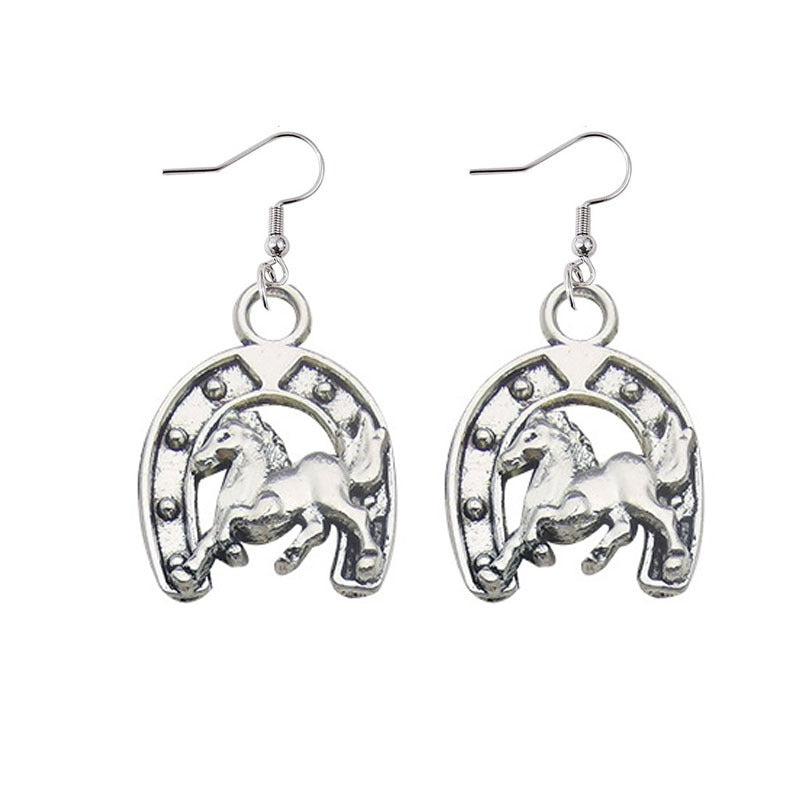 Western Cowboy Earrings, Cow Head Pistol Boots, Horse Hooves, Vintage Alloy Earrings, Ethnic Style
