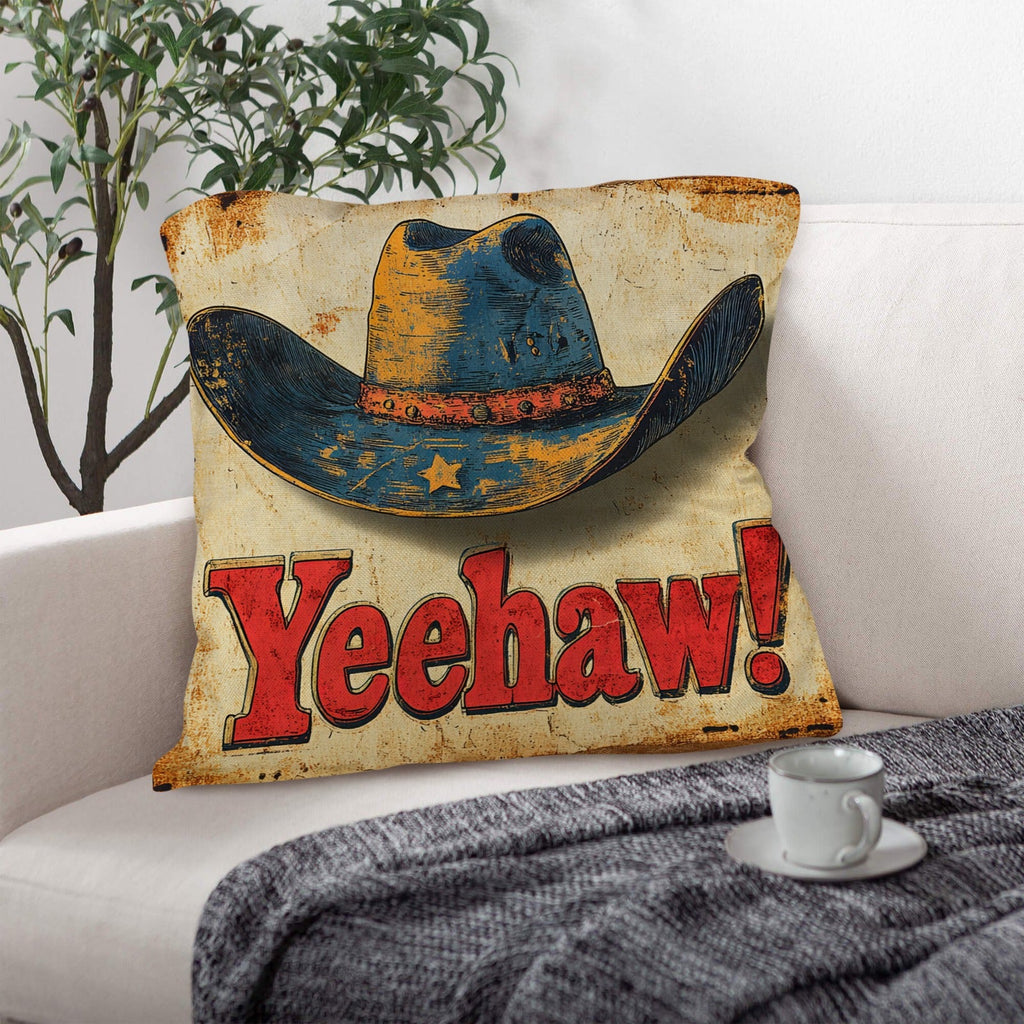 Baha Ranch Vintage Western Yeehaw Throw Pillow Case 18 x 18 Made in America