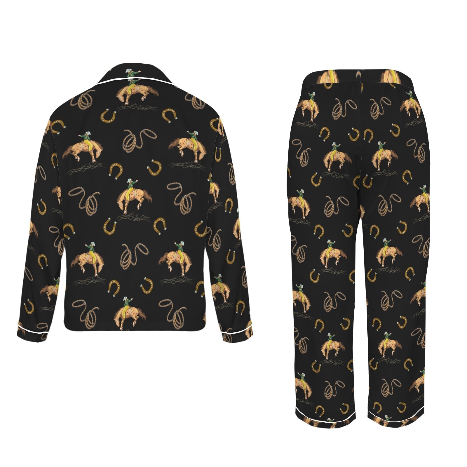 Baha Ranch All Cowboy Western Satin Long Pajamas