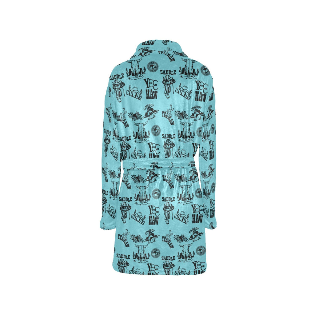 Baha Ranch Blue Cowboy Print Western Bath Robe