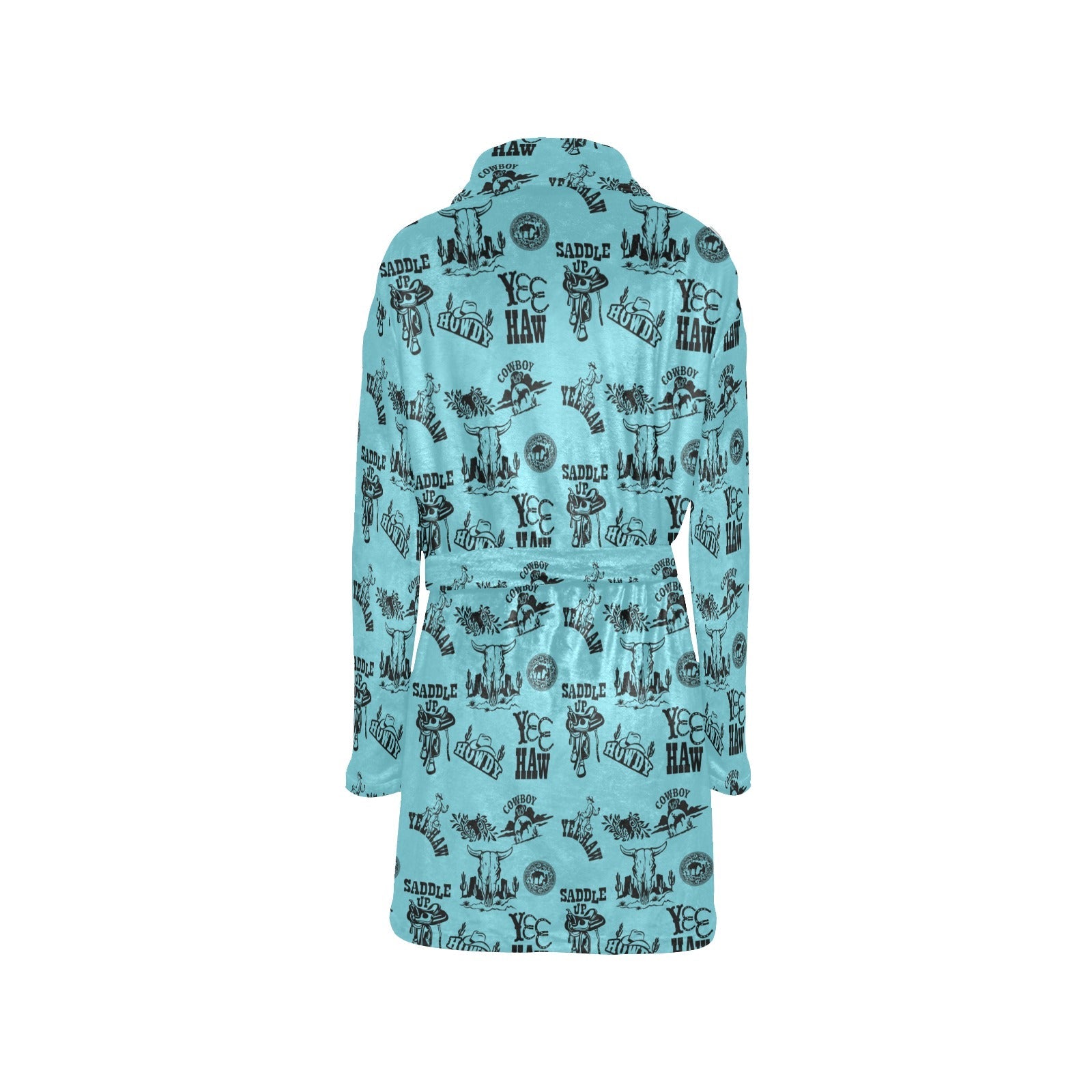 Baha Ranch Blue Cowboy Print Western Bath Robe