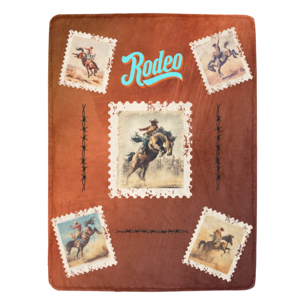 Baha Ranch Old Rodeo Western Throw Blanket 60" x 80" Ultra Soft Made in America
