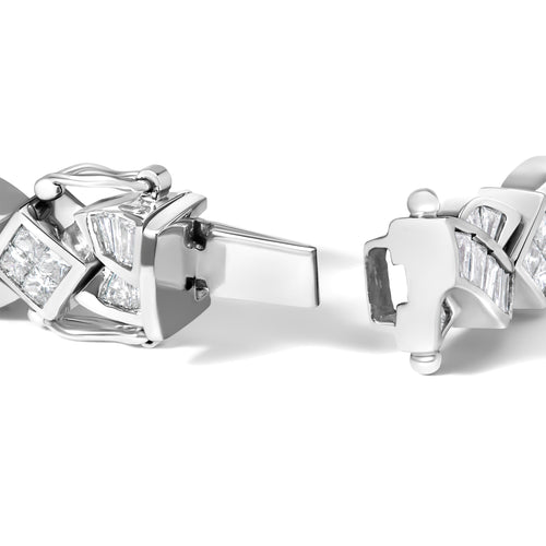 14K White Gold 8 1/5 Cttw Diamond Geometric Twisted Link Bracelet