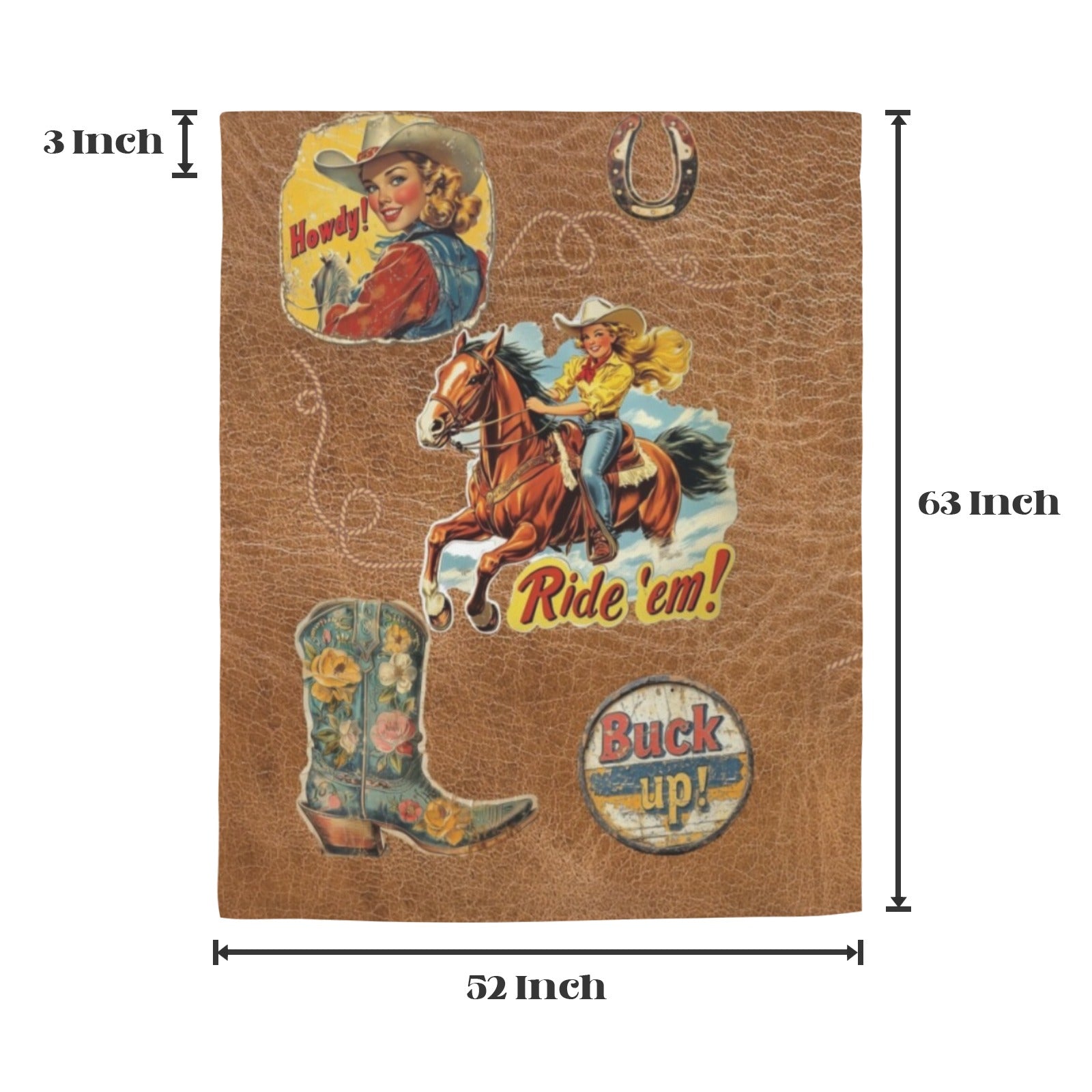 Baha Ranch Vintage Cowgirl Drapes 52" x 63" Made in America