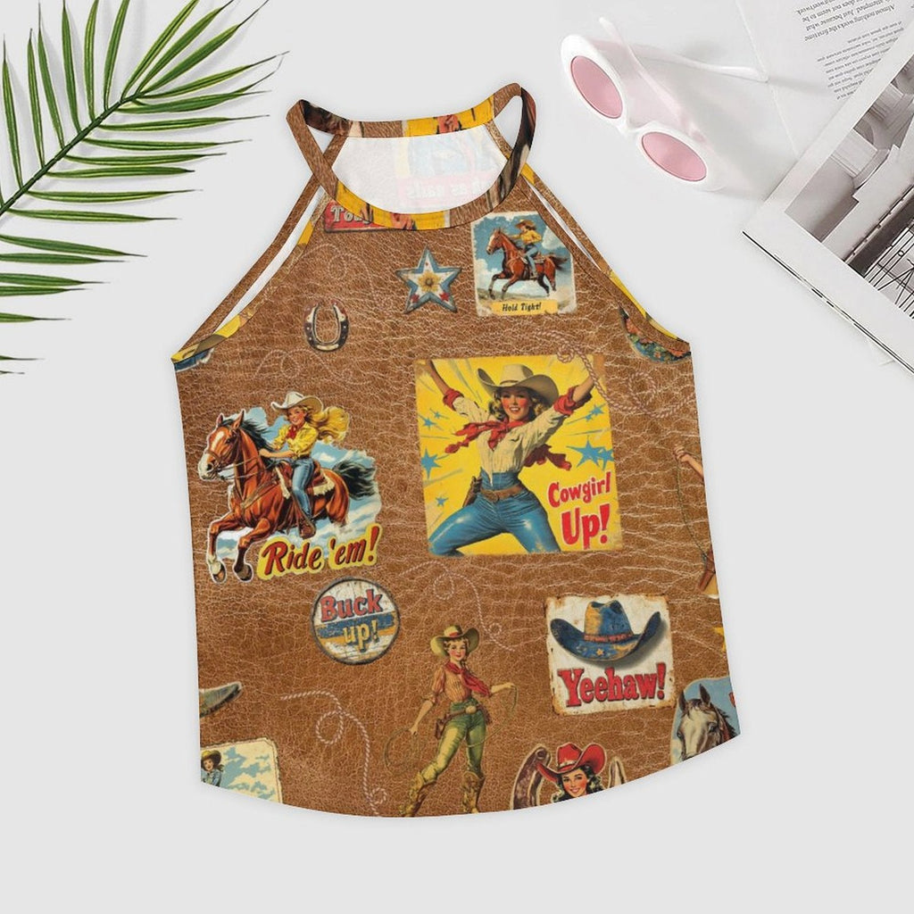 Baha Ranch Vintage Cowgirl Collage Western Tank Top