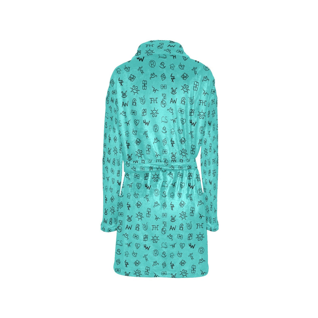 Baha Ranch Turquoise Cattle Brands Women's Western Bath Robe