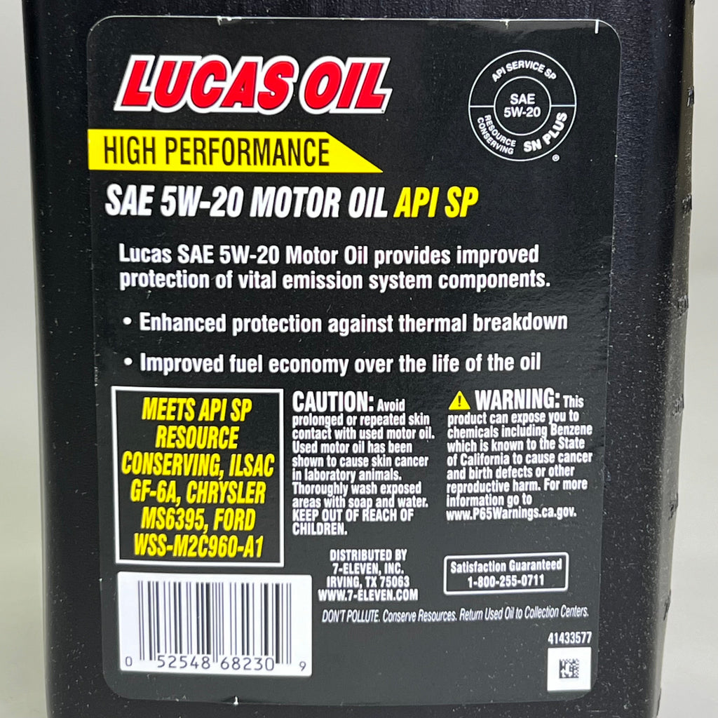 LUCAS (6 PACK) 5W-20 High Performance Engine Motor Oil 1 qt/ 946 ml