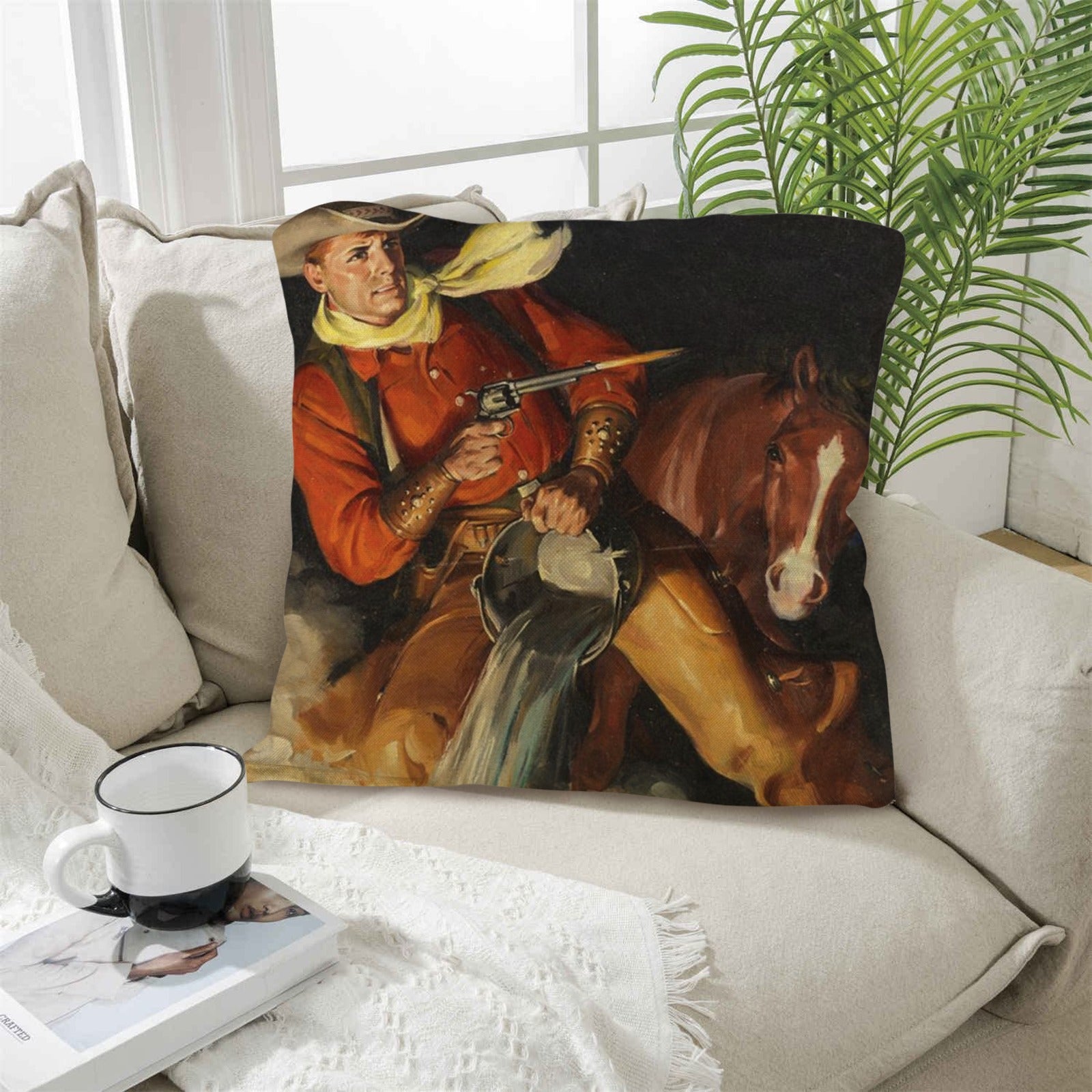 Baha Ranch Vintage Cowboy Throw Pillow Case 18x18inch Made in America