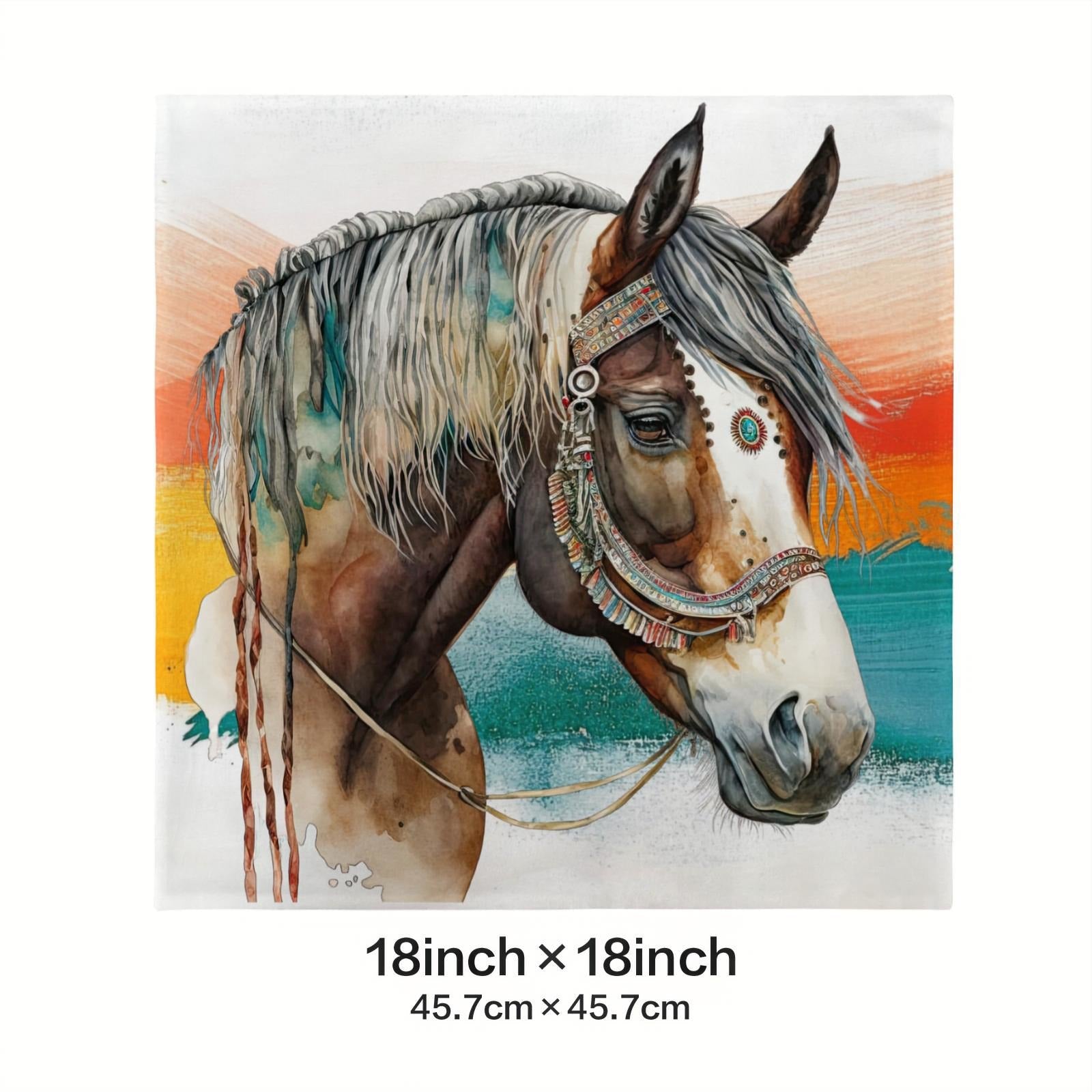 Baha Ranch War Pony Horse Velvety Soft Pillow Cover Made in America