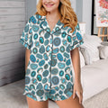 Baha Ranch Turquoise Crazy Satin Ruffle Western Pajama Set