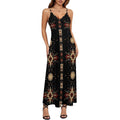 Baha Ranch Black and Tan Southwestern Aztec Western Maxi Dress