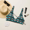 Ready to Ship Yeehaw Teal Aztec Bikini Top size Large