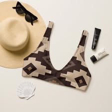 Ready to Ship Yeehaw Earth Aztec Print Bikini Top size LARGE
