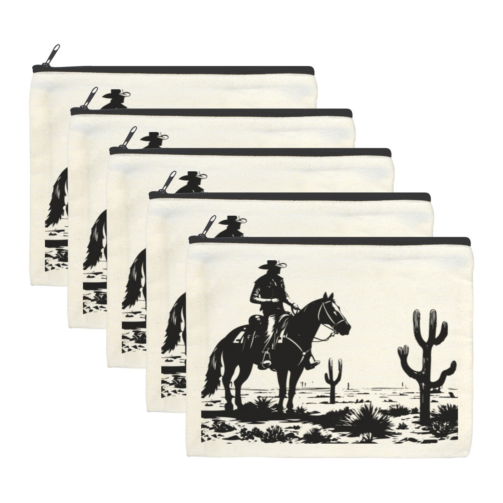 Baha Ranch Black White Desert Cosmetic Bag Pack of 5 Made in America