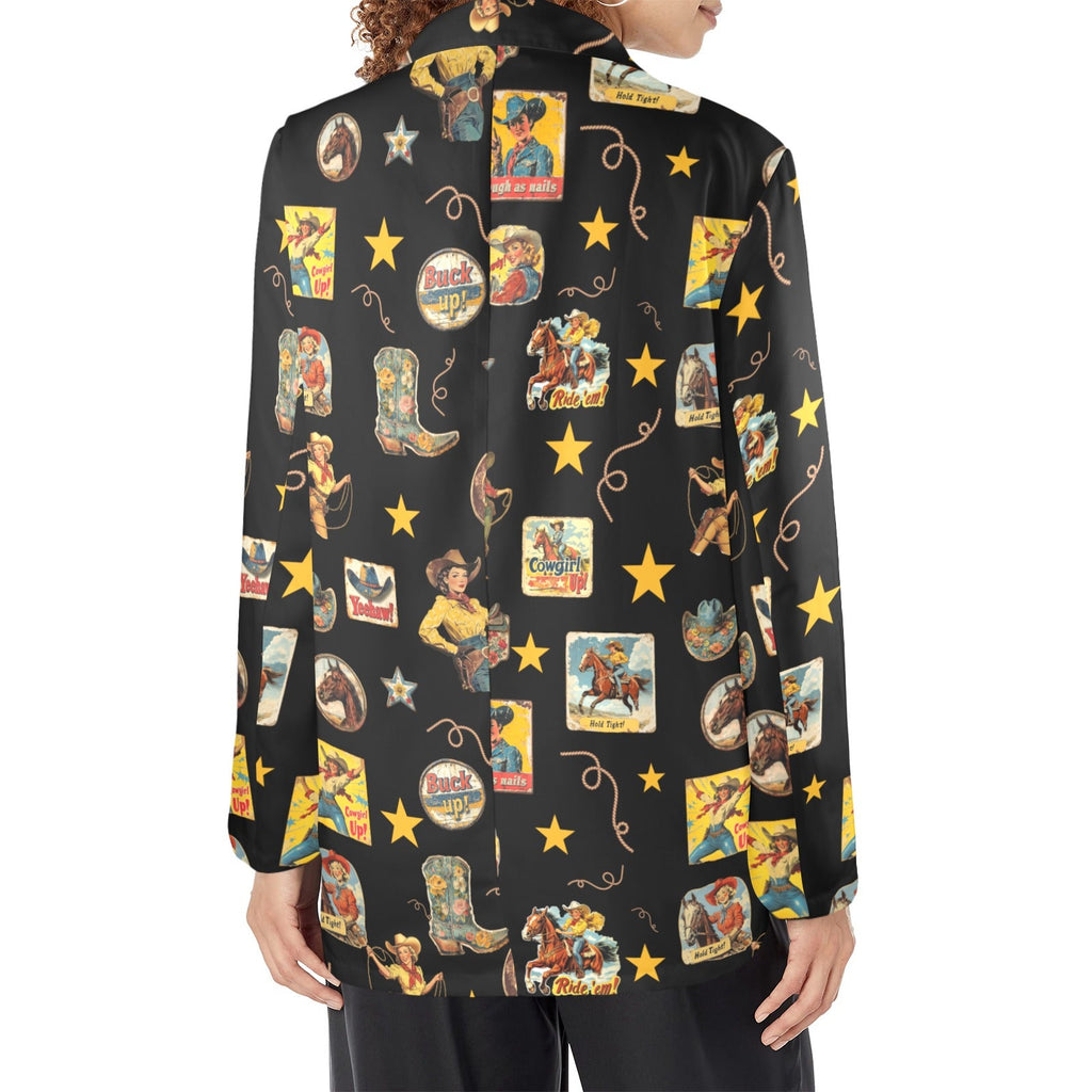 Baha Ranch Vintage Cowgirl Collage Western Blazer