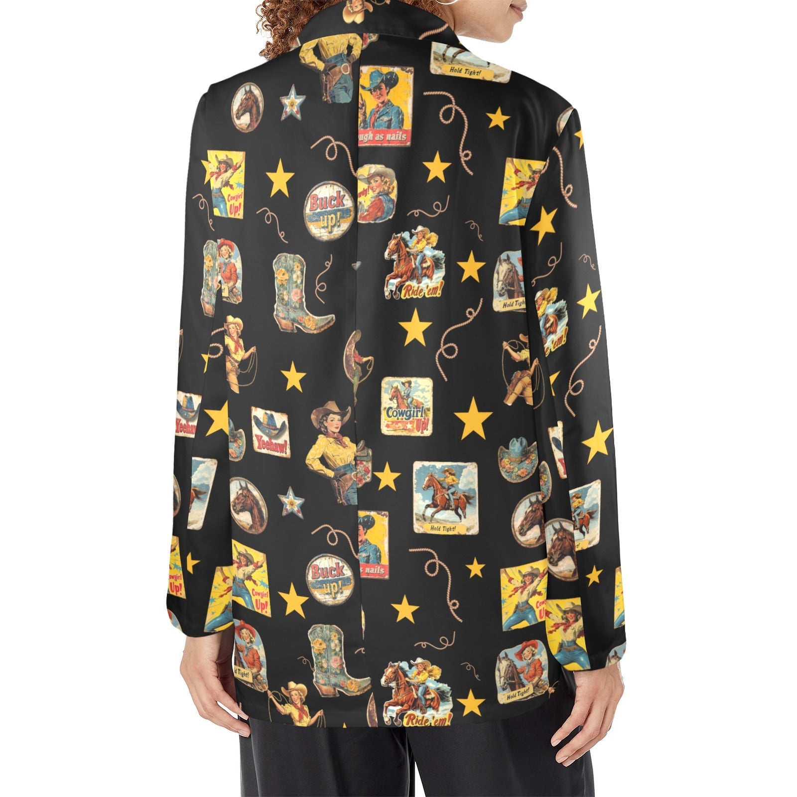 Baha Ranch Vintage Cowgirl Collage Western Blazer