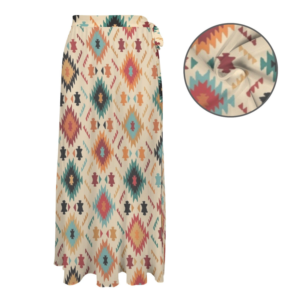 Baha Ranch Cream Aztec Beach Swim Coverup Skirt