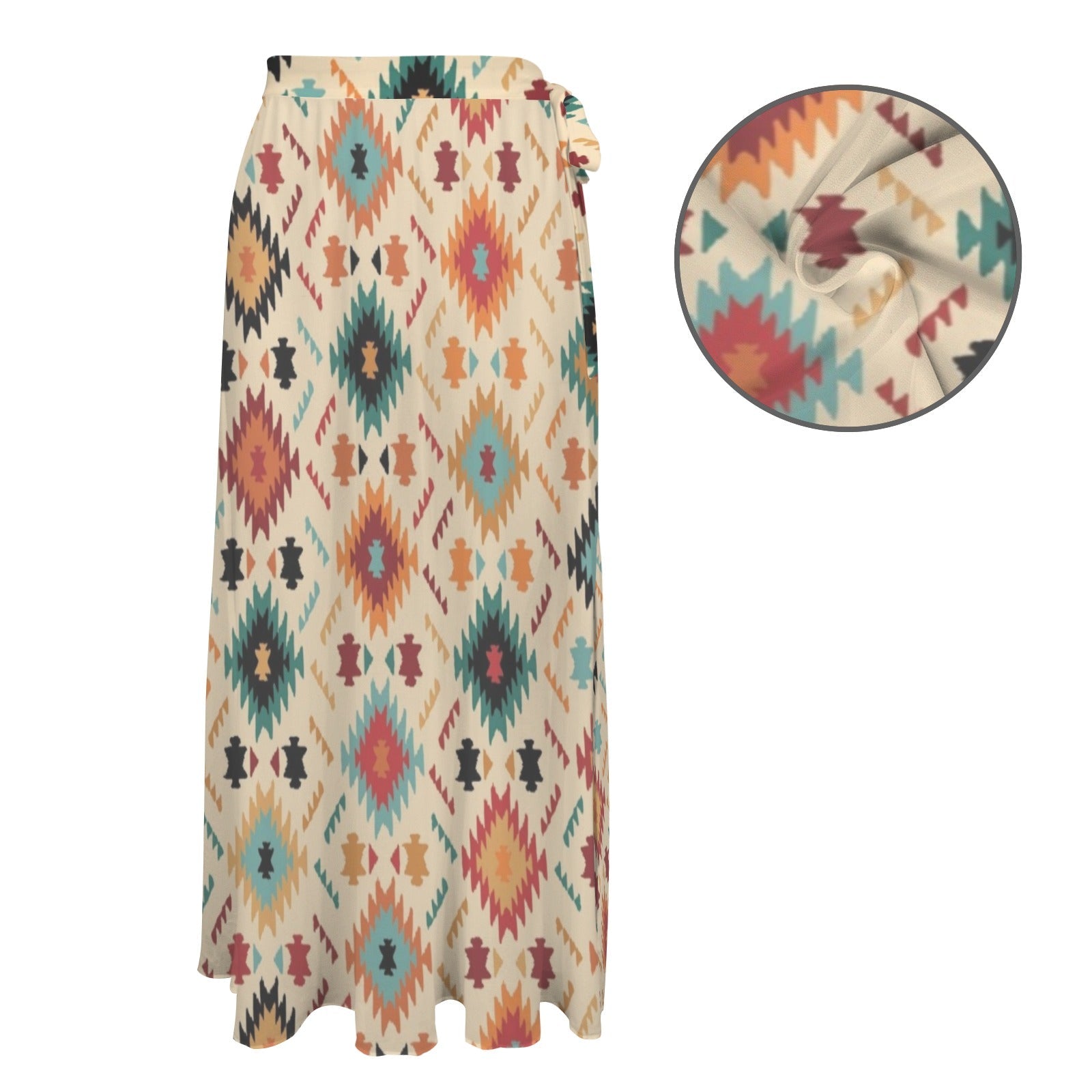 Baha Ranch Cream Aztec Beach Swim Coverup Skirt