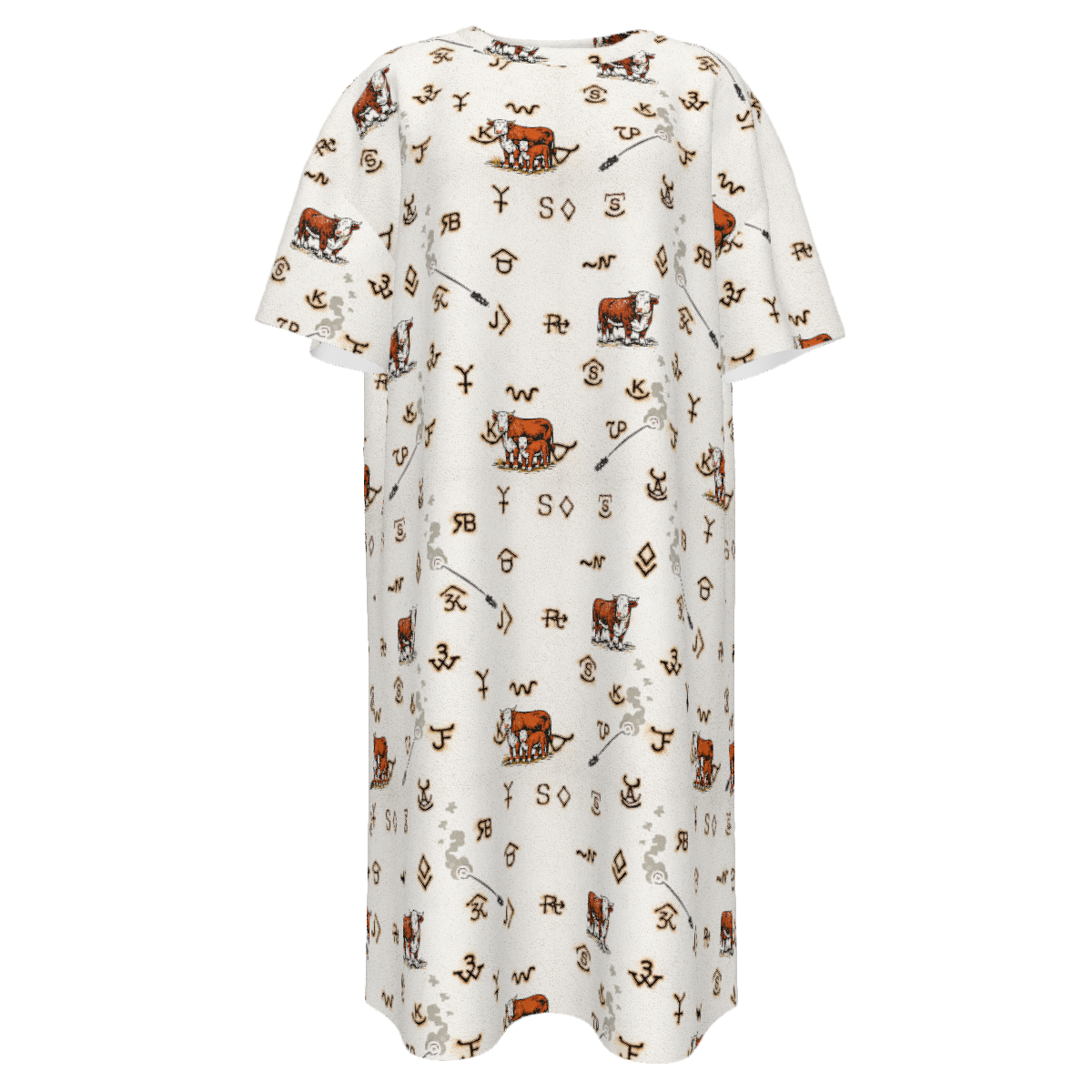 Baha Ranch Hereford Brands Western T Shirt Dress or Sleep Shirt