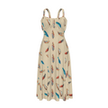 Baha Ranch Country Girl Feather Print High Waist Sun Dress