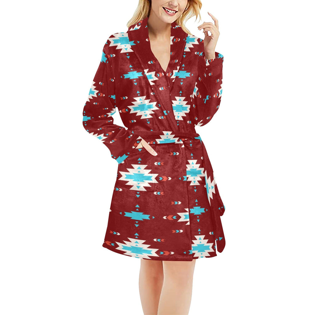 Baha Ranch Burgundy Aztec Women's Western Bath Robe