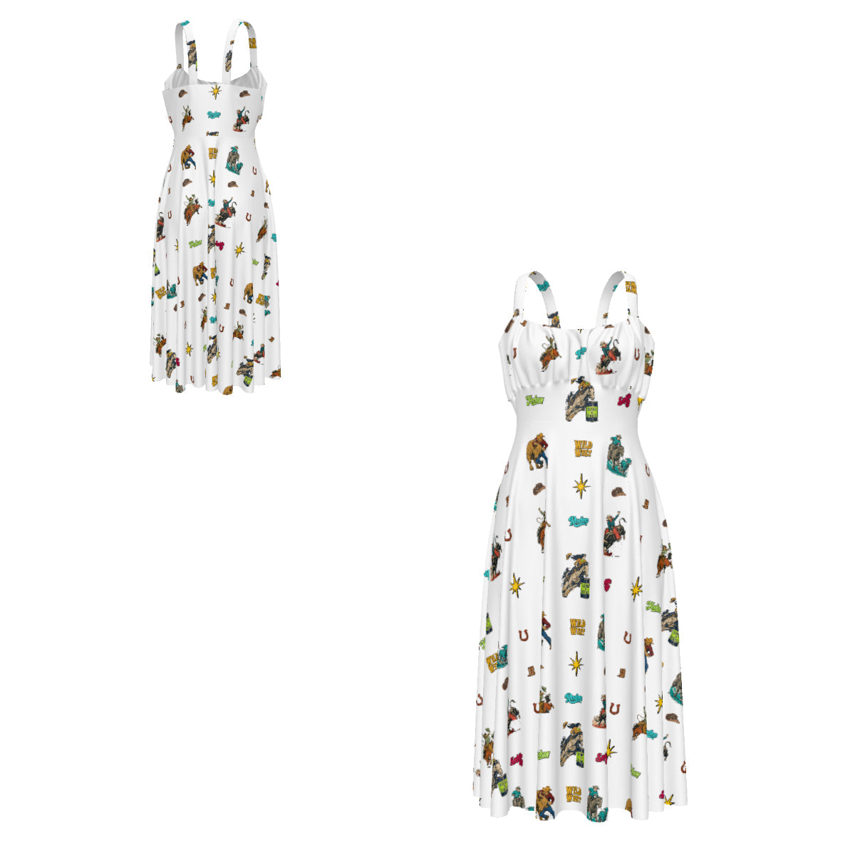 Baha Ranch The Last Roundup Western Rodeo Prairie Dress in White