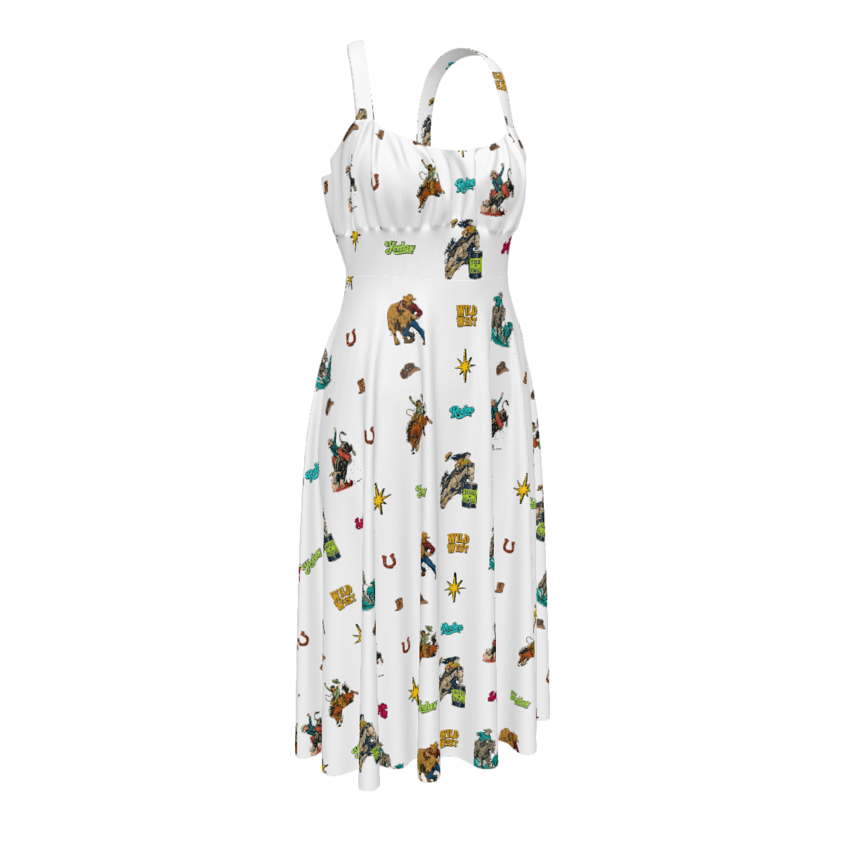 Baha Ranch The Last Roundup Western Rodeo Prairie Dress in White