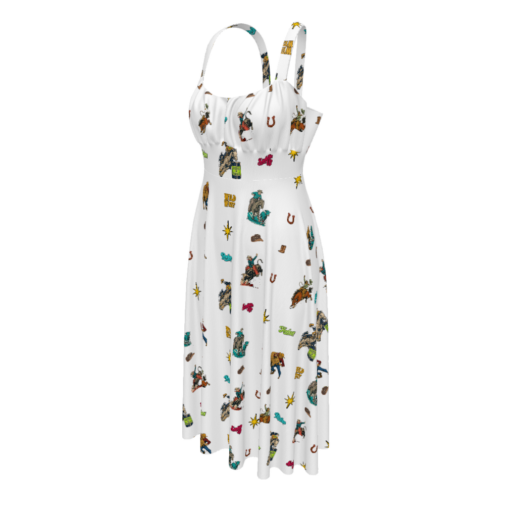 Baha Ranch The Last Roundup Western Rodeo Prairie Dress in White