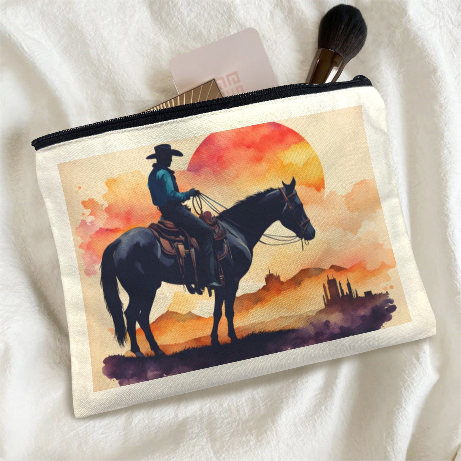 Baha Ranch Water Color Cowboy Cosmetic Bag Pack of 5 Made in America