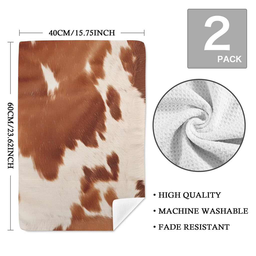 Baha Ranch Cow Print Set of 2 Dish Towels made in America Kitchen Towels
