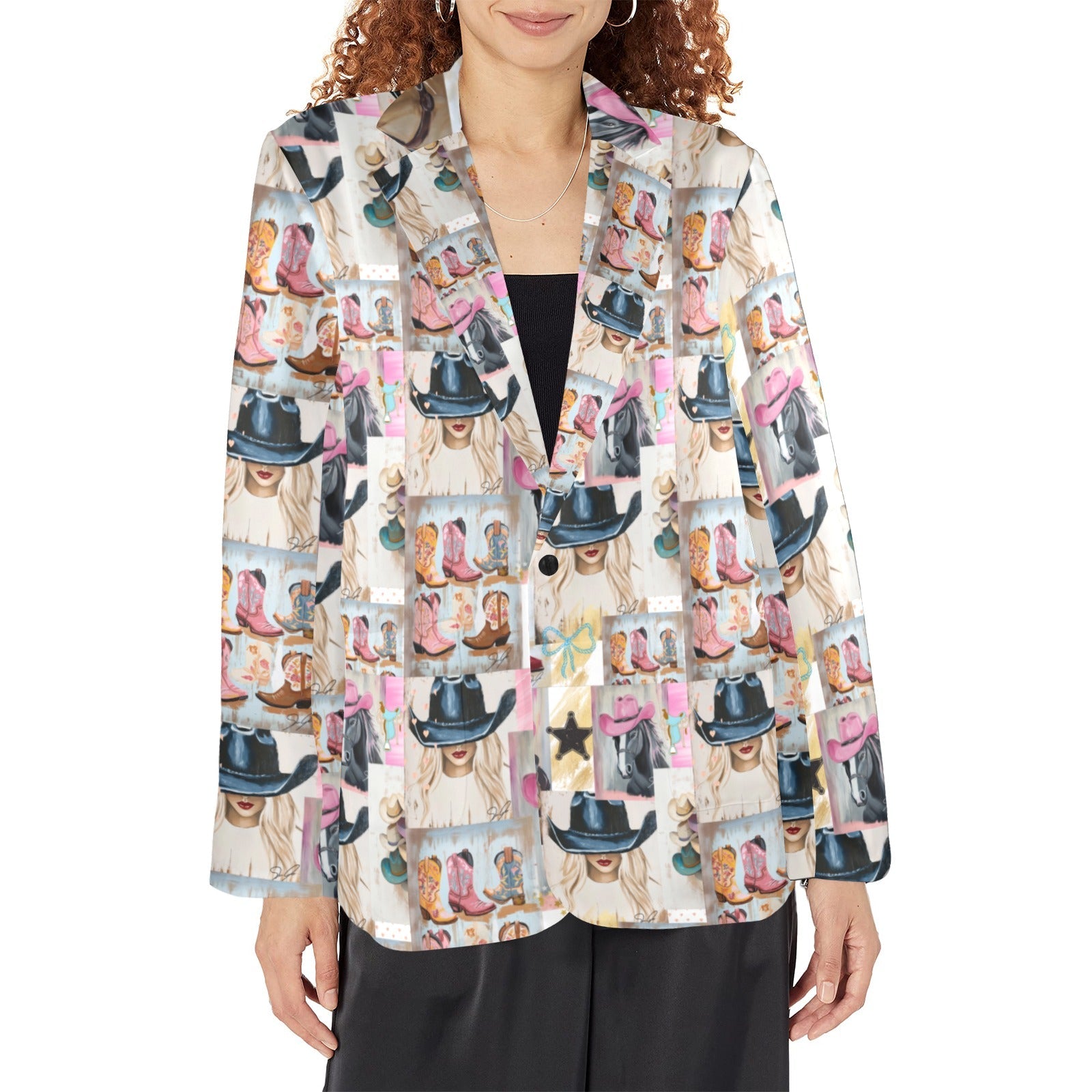 Baha Ranch Danilo Painted Cowgirl Collage Western Blazer