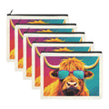 Baha Ranch Cool Highland Cow Cosmetic Bag Pack of 5 Made in America